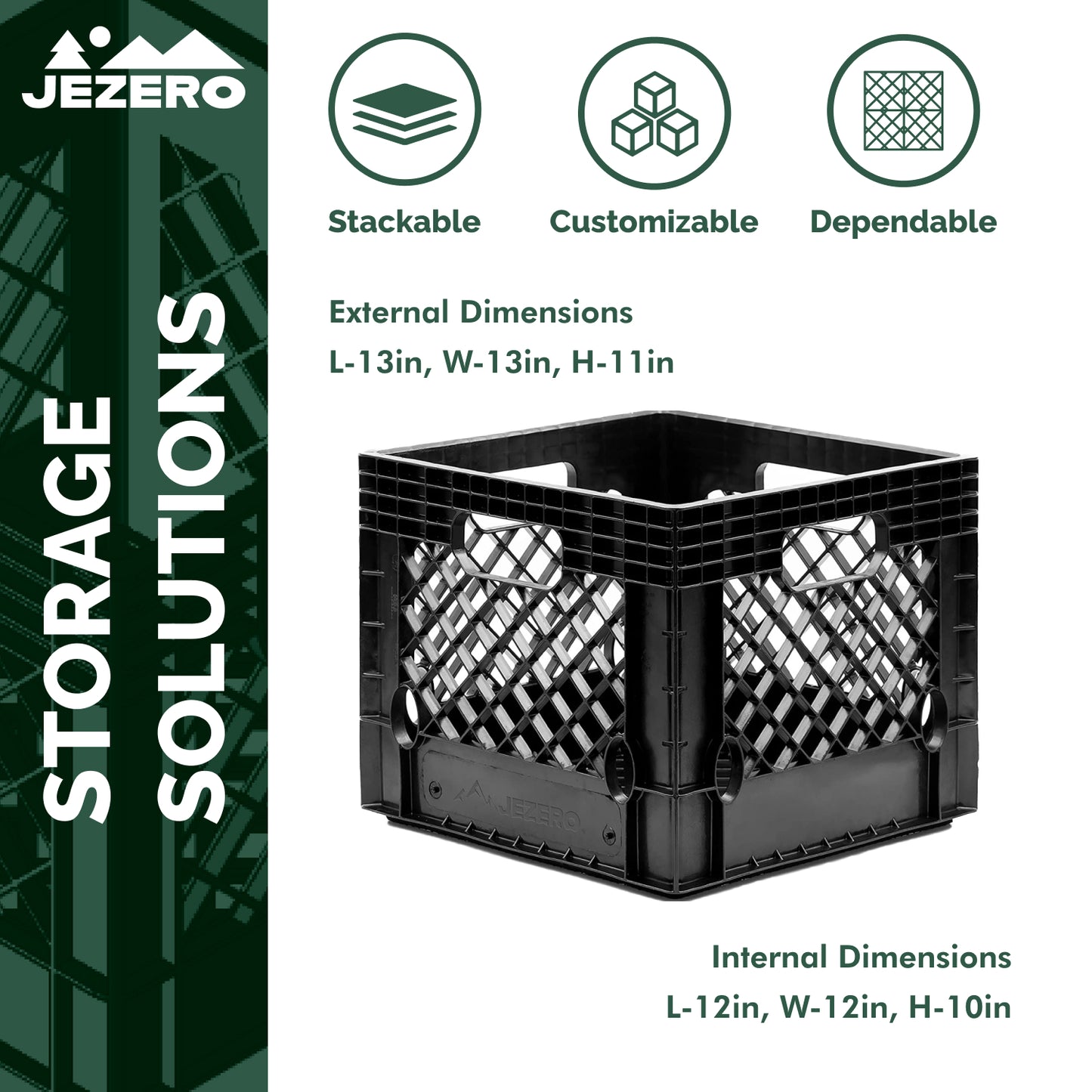 Heavy Duty Utility Tote Crate, 13" x 13" x 11"